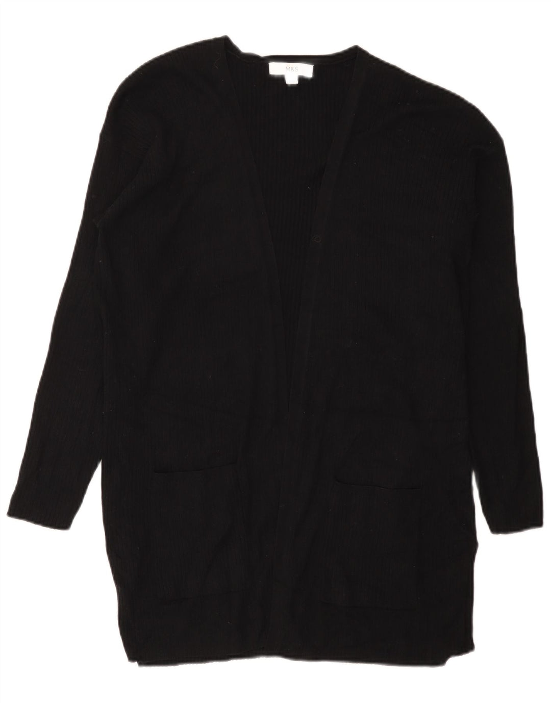 Marks & Spencer Suéter feminino Longline Open Cardigan Reino Unido 16 Grande Preto