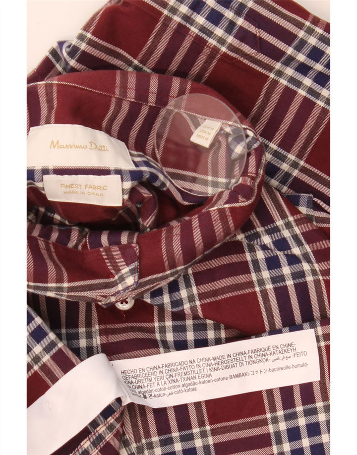 Camisa masculina Massimo Dutti de algodão xadrez médio Borgonha