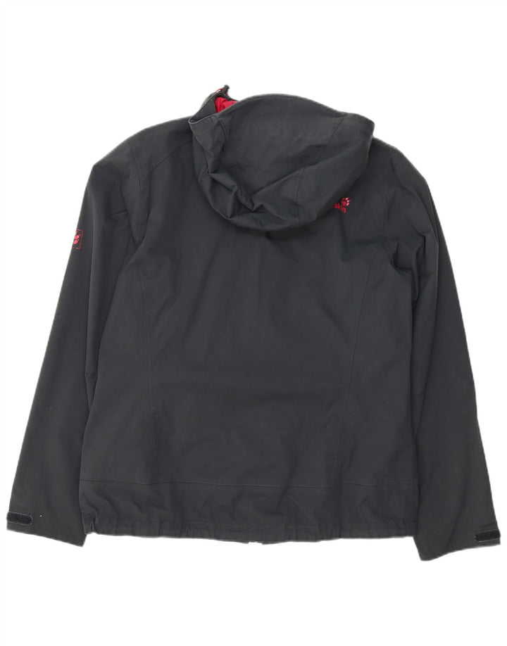 Jaqueta de chuva feminina com capuz Jack Wolfskin UK 16 grande cinza poliamida