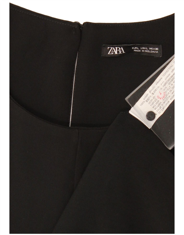 Zara Vestido feminino sem mangas para barraca Reino Unido 16 grande poliéster preto