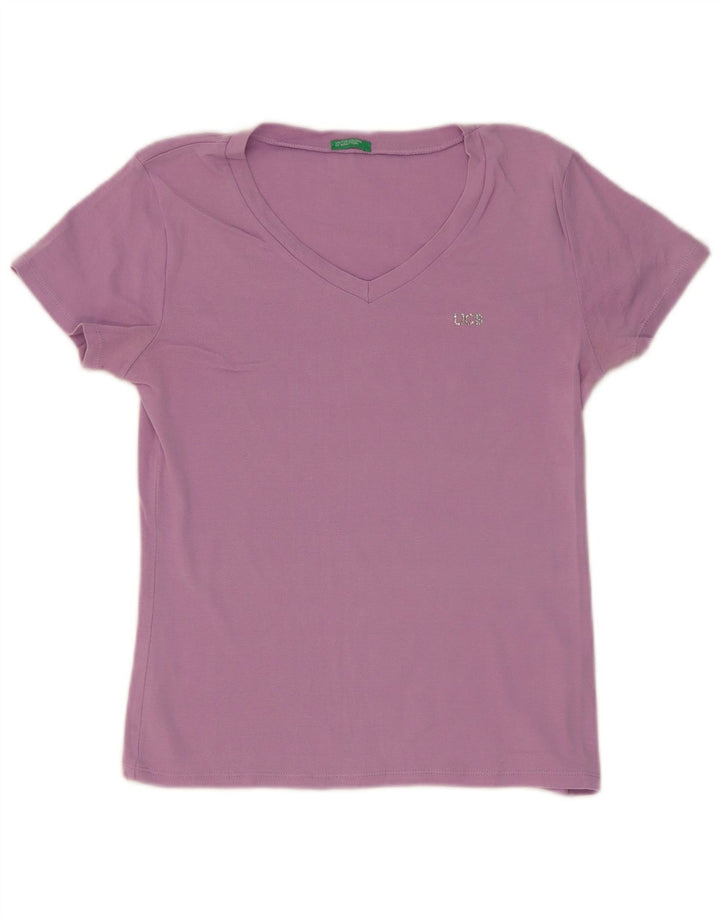Camiseta feminina Benetton UK 12 médio roxo