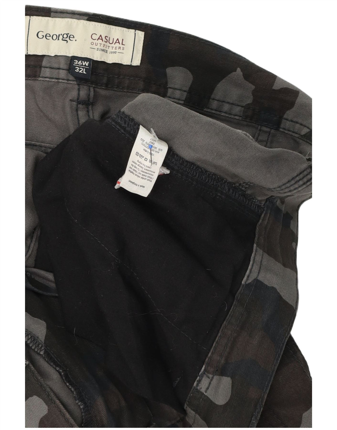 Calça cargo masculina George W36 L32 algodão camuflado multicolorido
