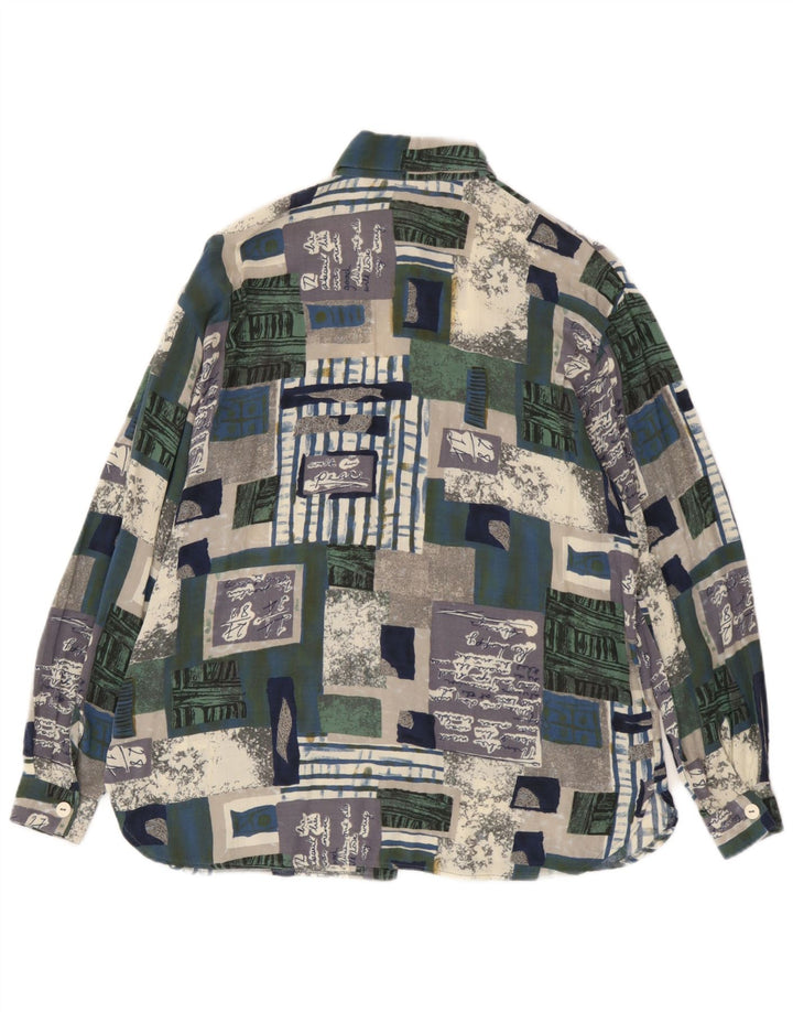 Blusa feminina estampada vintage EU 38 patchwork multicolorido médio