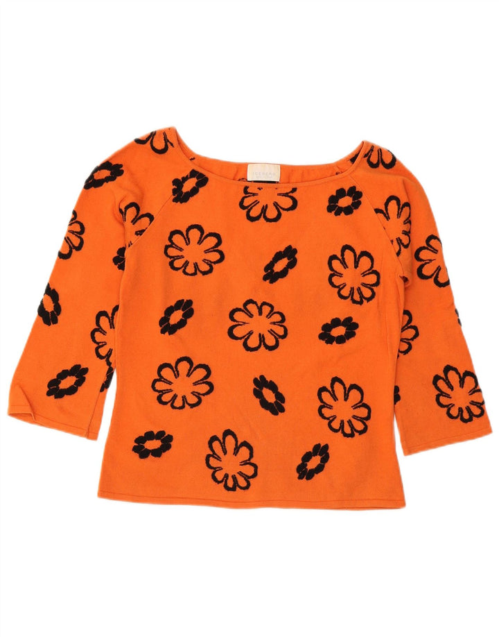 ICEBERG Top feminino oversized manga 3/4 IT 44 viscose floral laranja médio