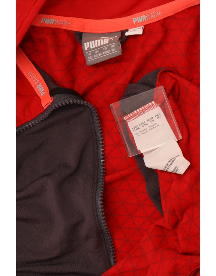 PUMA Mens Zip Neck Pulôver Treino Top 3XL Cinza Colourblock Poliéster