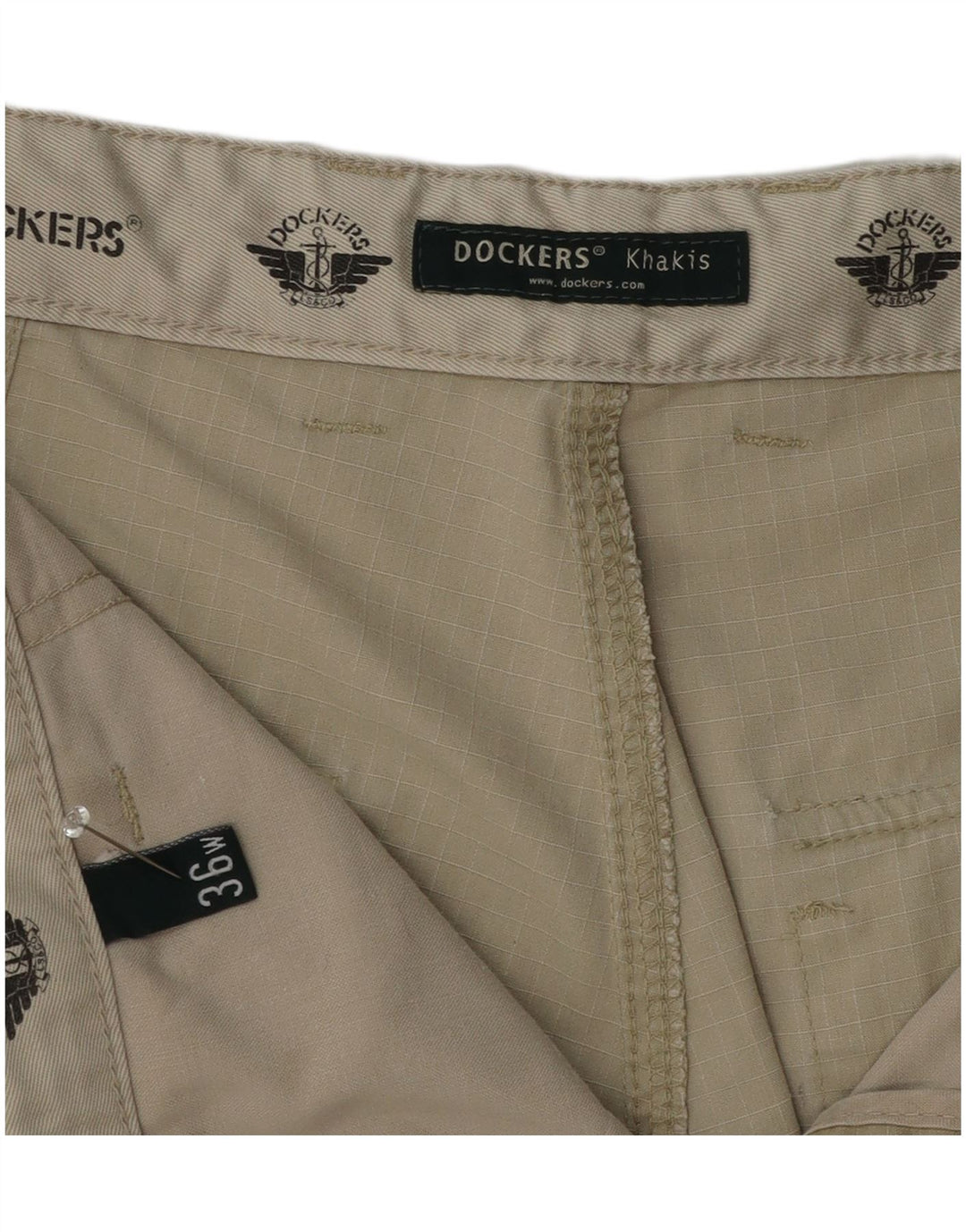 Shorts cargo feminino Dockers cáqui W36 grande xadrez cáqui