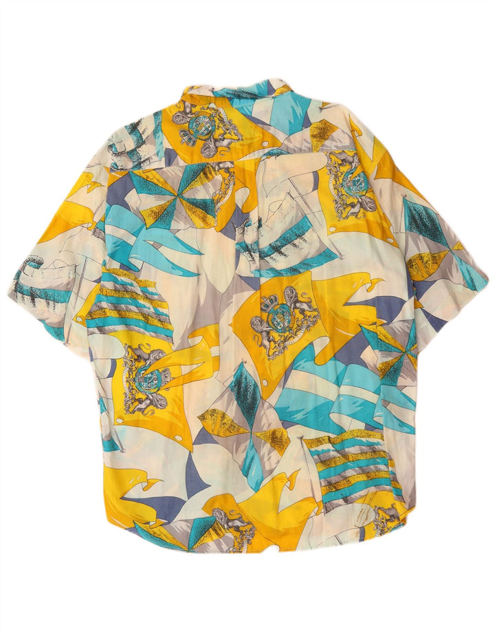 Massaro Camisa masculina de manga curta com padrão abstrato XL multicolorida