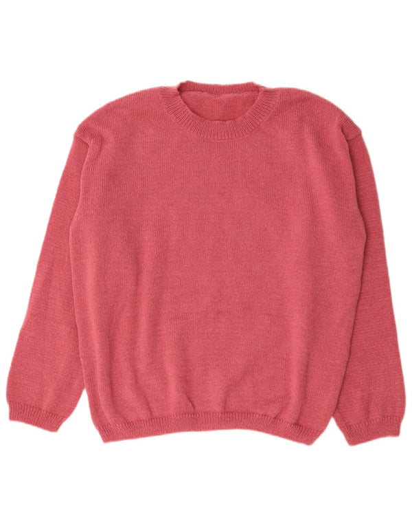 Suéter feminino vintage com gola redonda Reino Unido 14 grande rosa