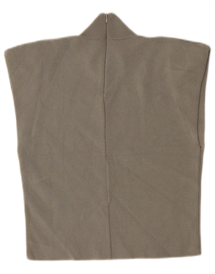 Blusa feminina sem mangas Zara Top Reino Unido 14 Viscose cinza grande
