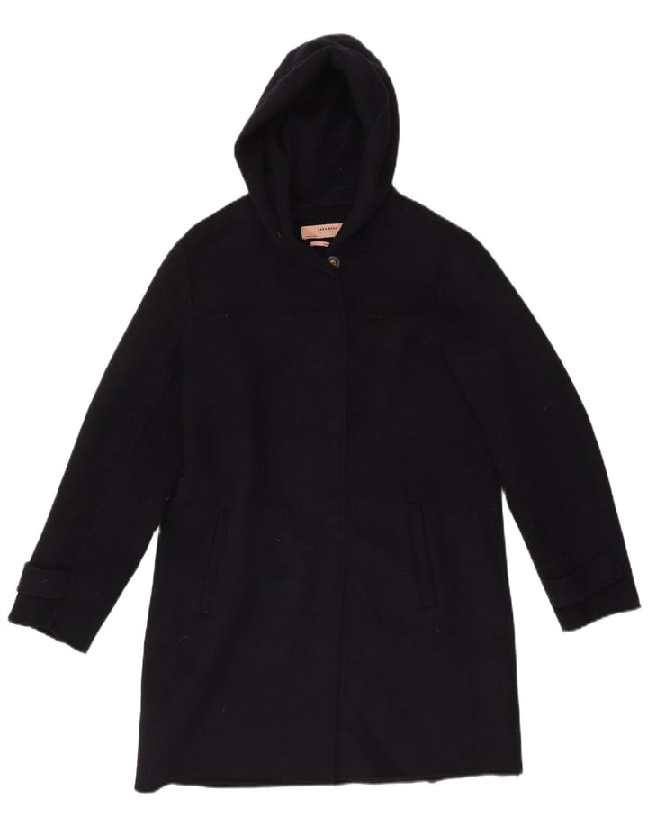 Sobretudo feminino Zara com capuz UK 14 médio preto