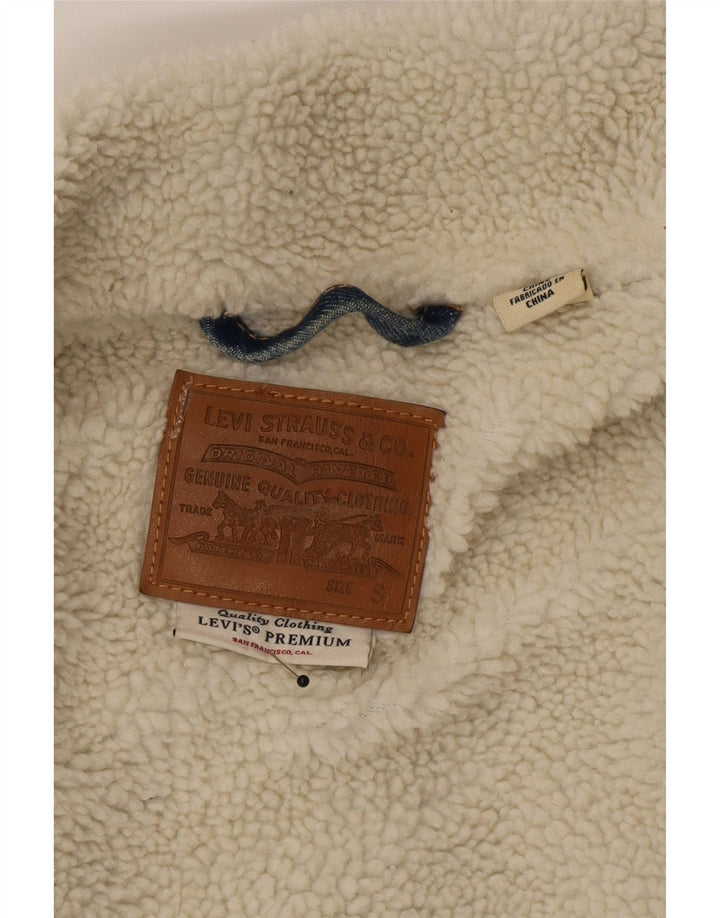 Jaqueta jeans masculina Levi's Sherpa UK 36 pequeno algodão azul