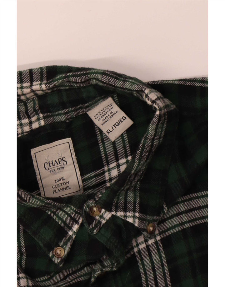 Camisa masculina de flanela Chaps XL verde xadrez algodão