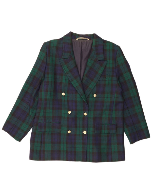 Jaqueta blazer masculina Marks & Spencer com peito duplo Reino Unido 44 2XL verde xadrez