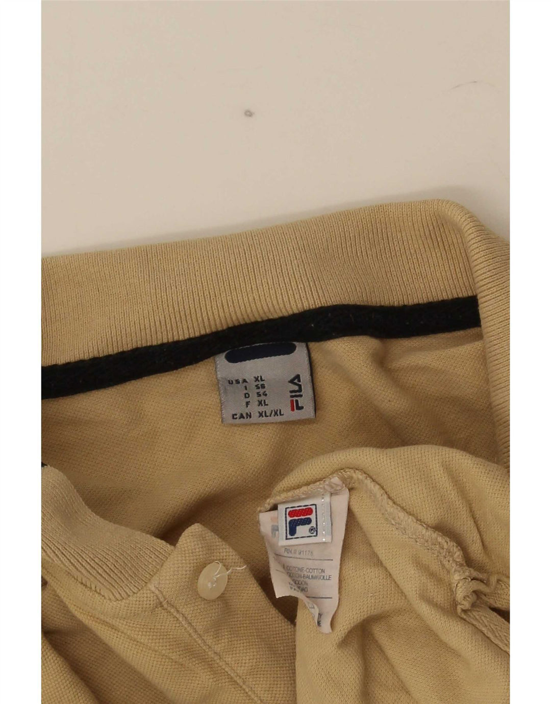 Camisa polo masculina Fila XL algodão listrado bege