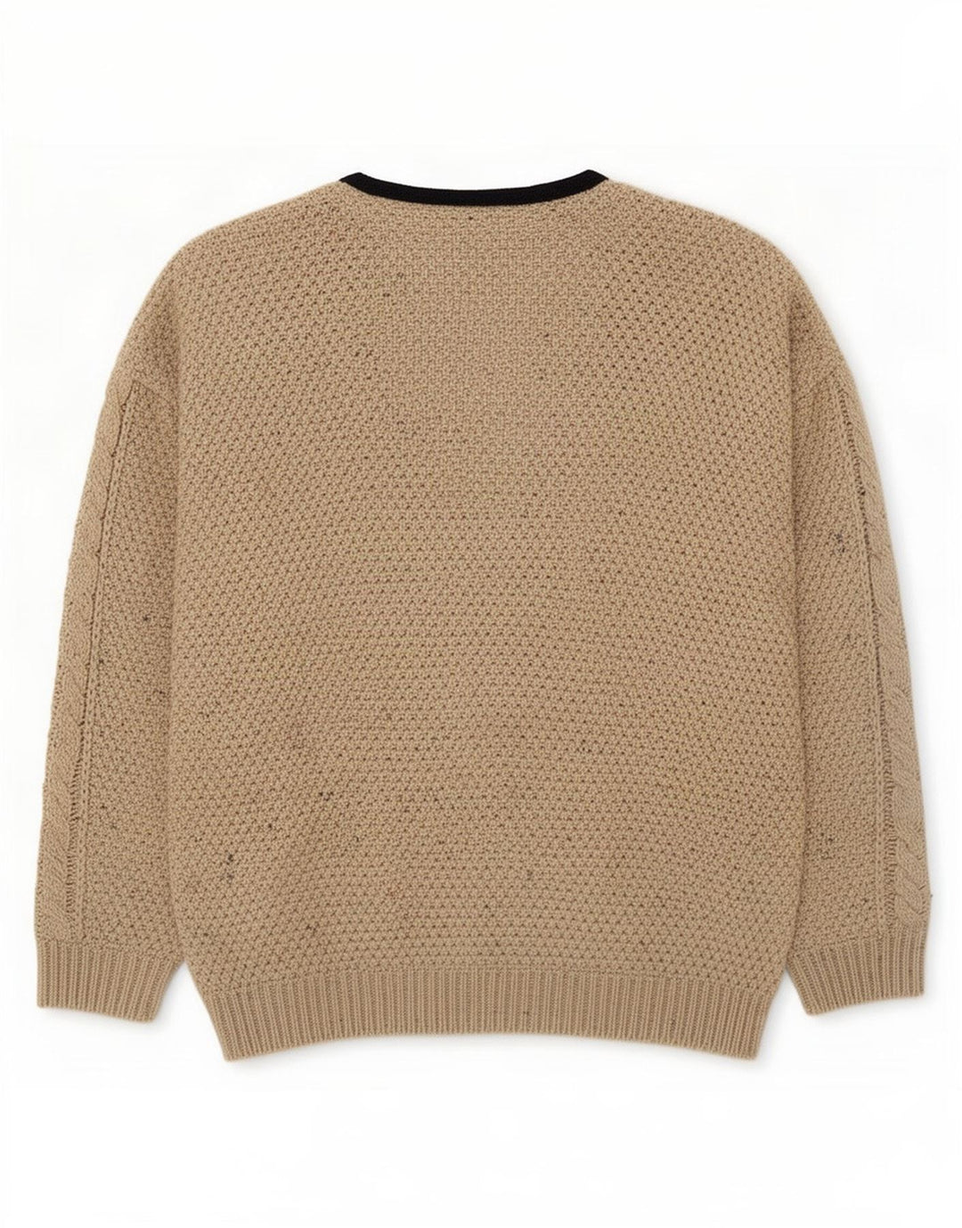 Suéter cardigã masculino vintage grande lã bege