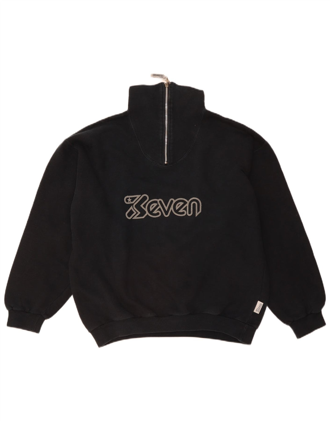 SEVEN 7 moletom masculino gráfico com zíper e gola alta algodão azul marinho