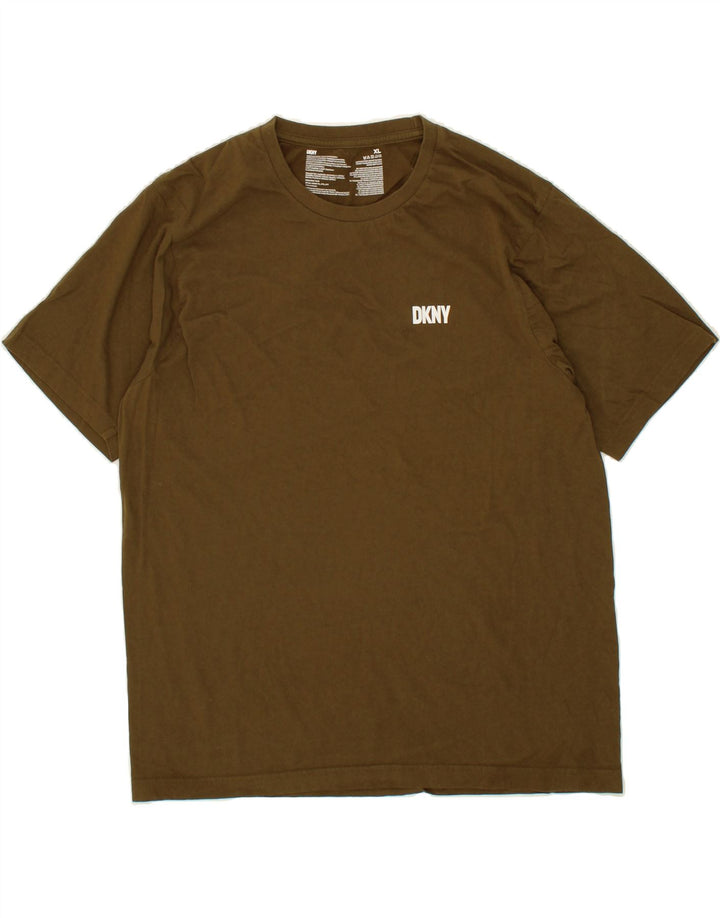 DKNY Mens T-Shirt Top XL Khaki Cotton Vintage Dkny and Second-Hand Dkny from Messina Hembry 