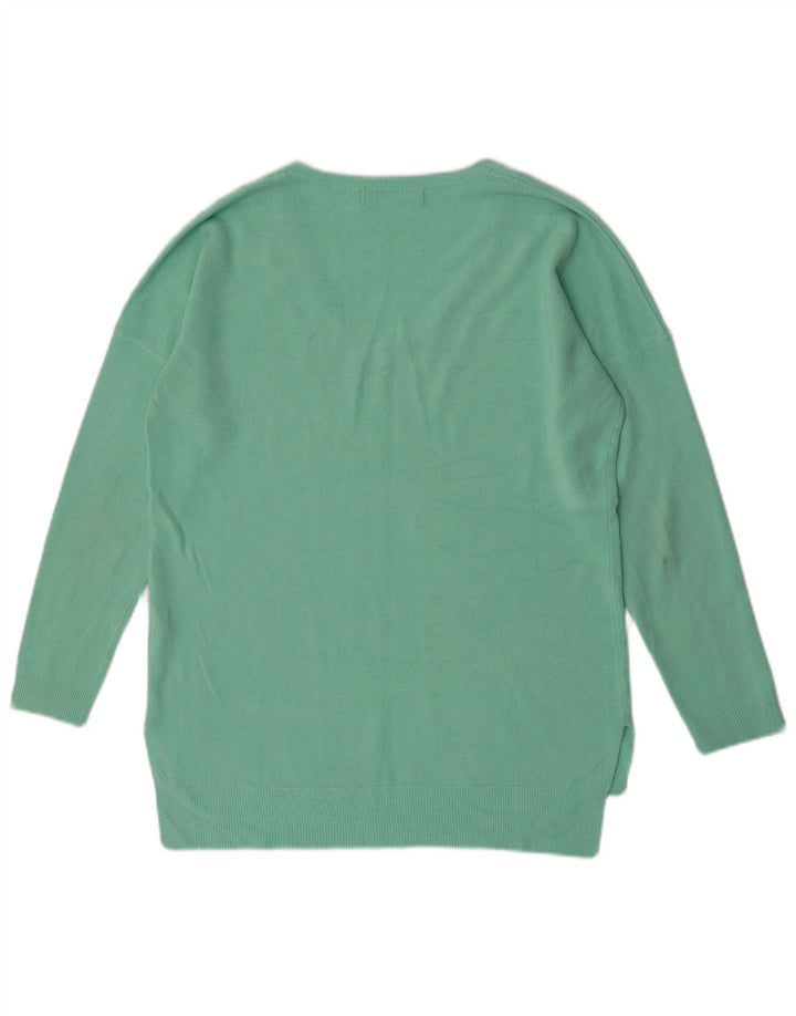 Suéter feminino Marks & Spencer com decote em V Reino Unido 12 acrílico verde médio