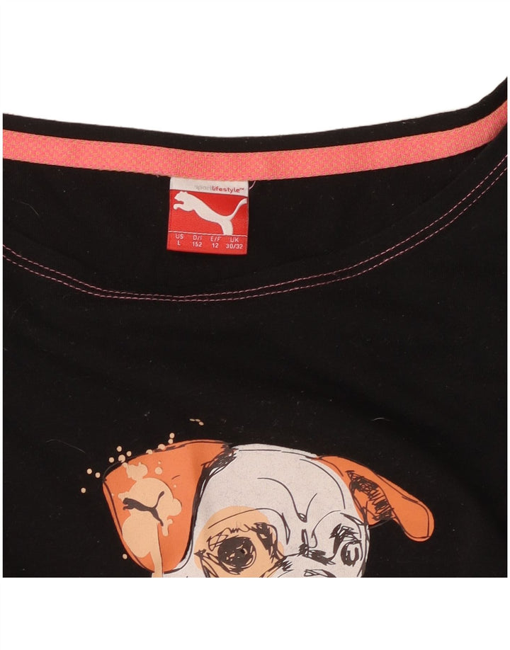 Camiseta feminina PUMA Graphic 11-12 anos preta