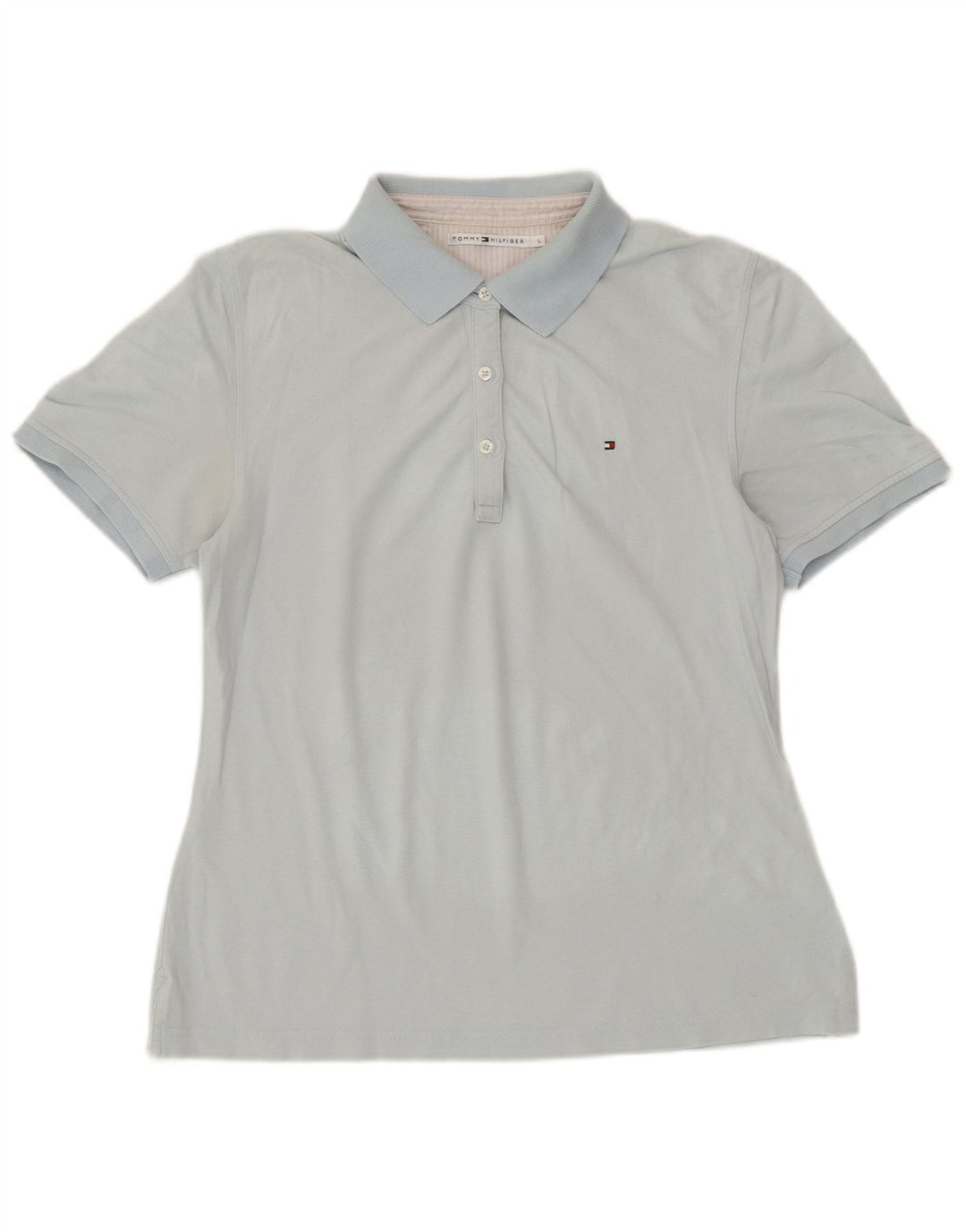 Camisa polo feminina TOMMY HILFIGER Reino Unido 14 grande algodão azul
