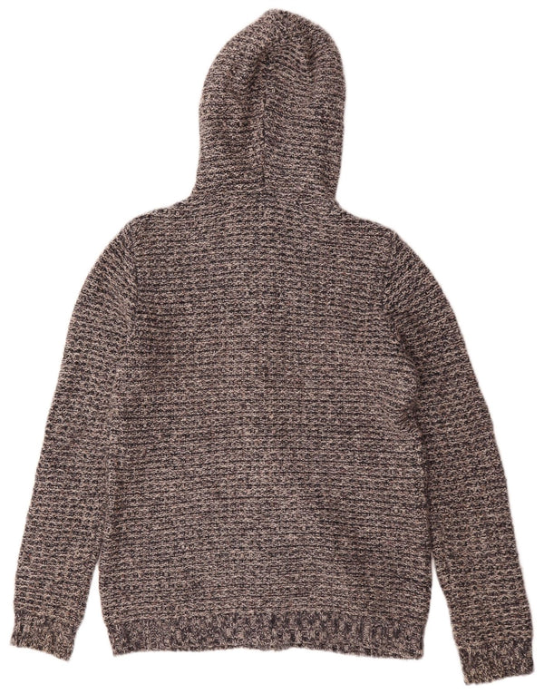 Suéter cardigã feminino com capuz grande Fat Face Reino Unido 12 cinza médio manchado