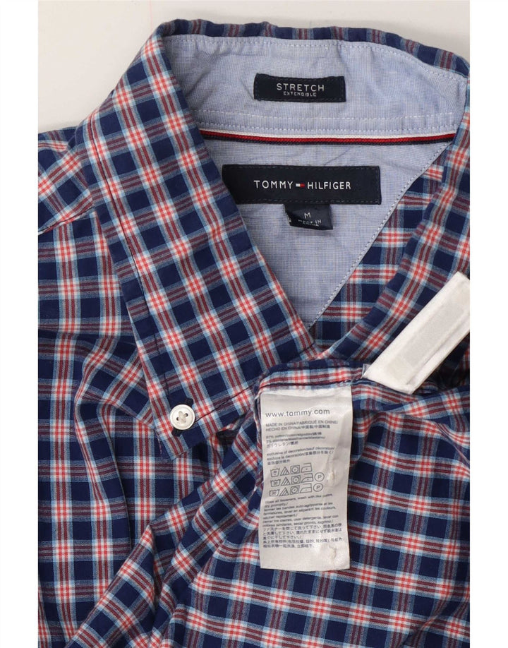 Camisa masculina Tommy Hilfiger média xadrez azul marinho algodão