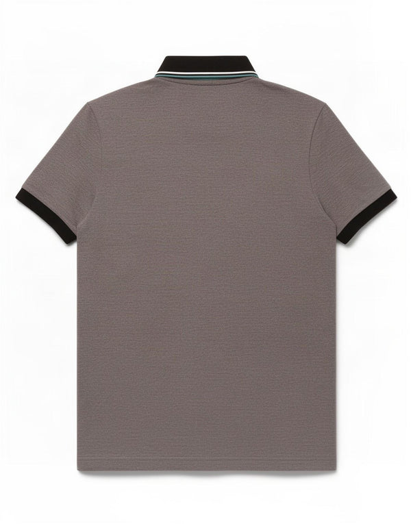Camisa polo masculina Hugo Boss Slim Fit cinza médio algodão colorblock