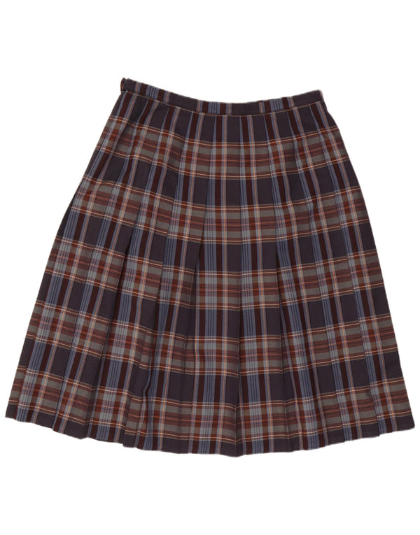 Saia plissada feminina Eastex tamanho 18 XL W36 poliéster xadrez marrom