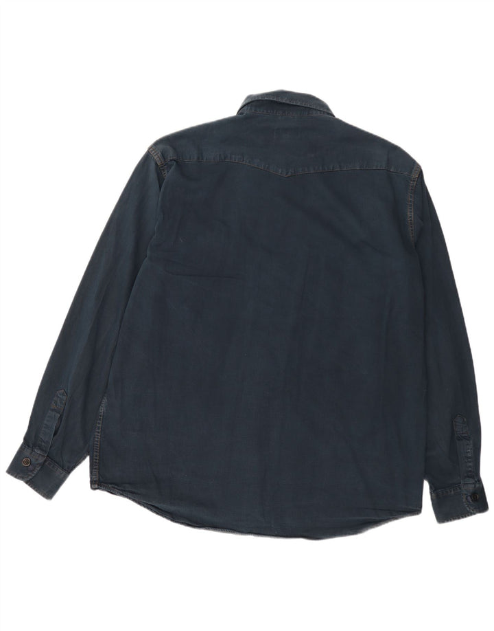 Camisa jeans masculina Carrera 2XL algodão azul marinho