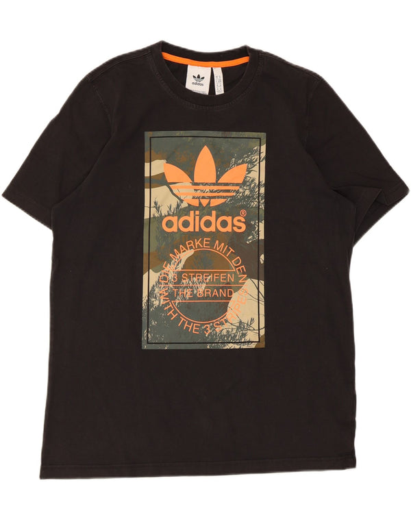Adidas Mens Graphic T-Shirt Top Médio Algodão Preto