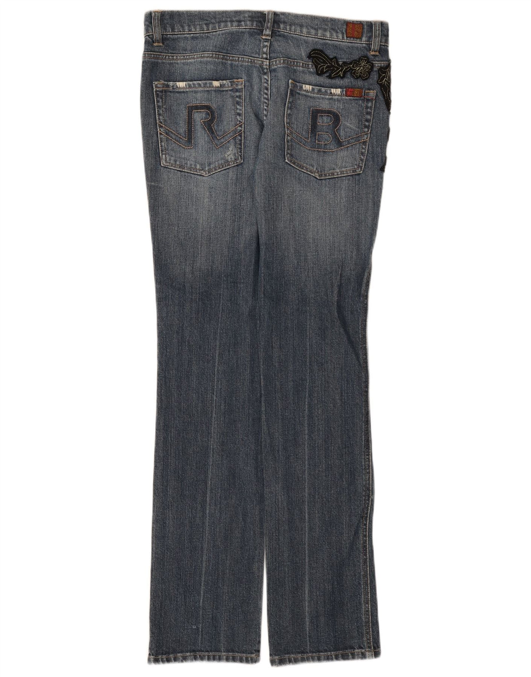Calça jeans feminina Roccobarocco IT 42 médio W28 L32 azul floral