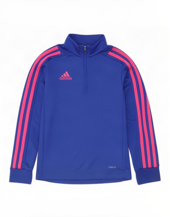Adidas Girls Climalite Zip Neck Pullover Treino Top 7-8 Anos Azul