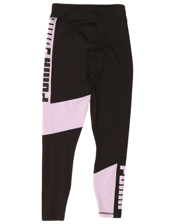 Puma Womens Graphic Leggings UK 10 Pequeno Preto Colorblock