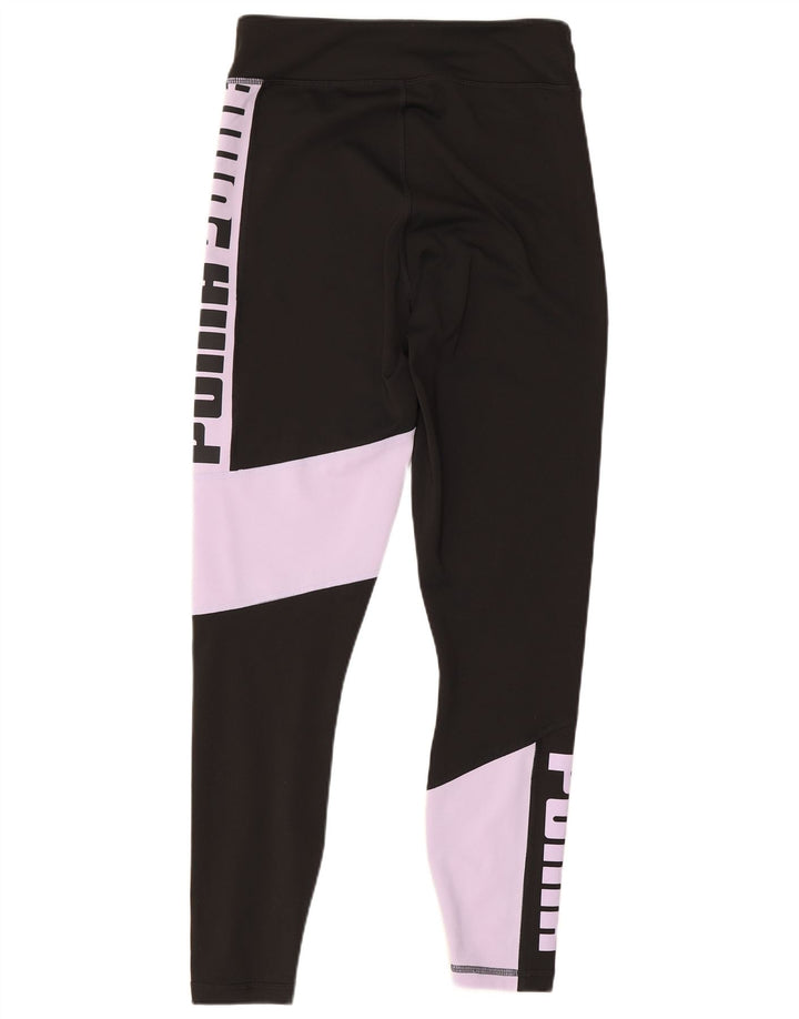 Puma Womens Graphic Leggings UK 10 Pequeno Preto Colorblock