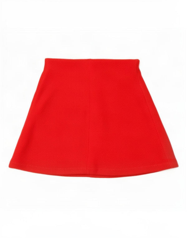 Zara Womens Trafaluc Mini Saia Pequena W26 Poliéster Vermelho