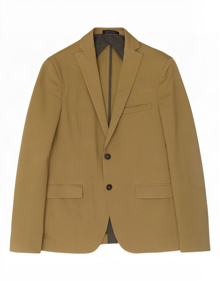Jaqueta blazer masculina Zara com 2 botões EU 50 médio cáqui clássico