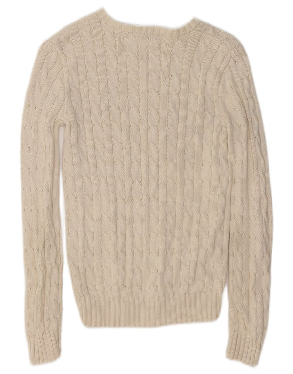 Suéter feminino Ralph Lauren com gola canoa Reino Unido 6 XS algodão branco
