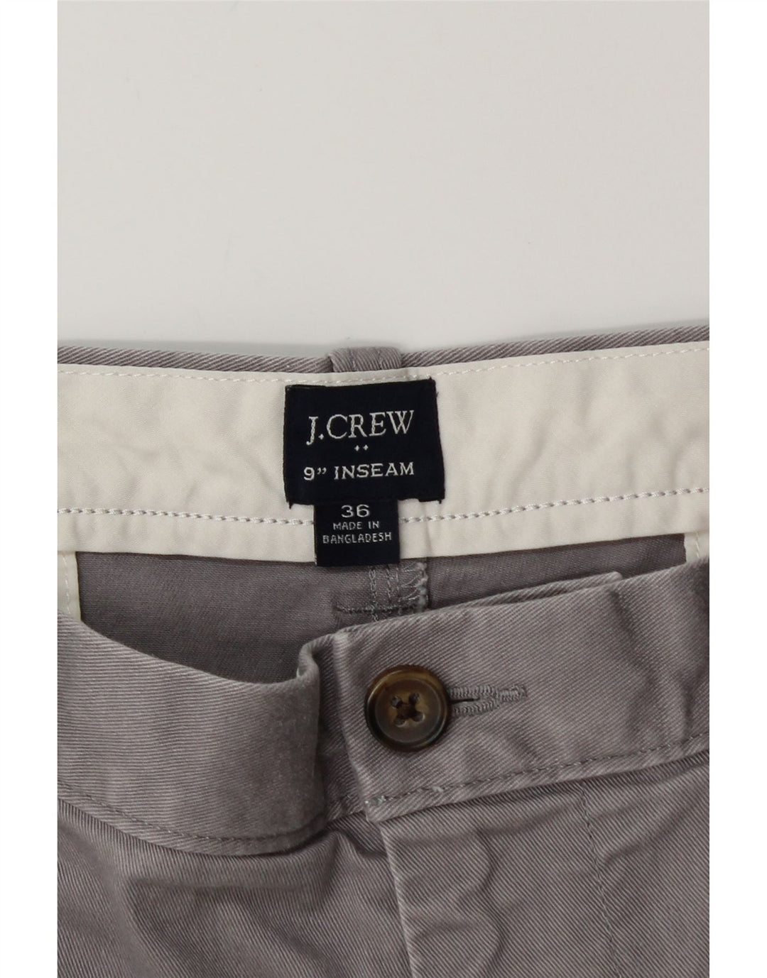 J. CREW Mens Chino Shorts W36 Grande Algodão Cinza
