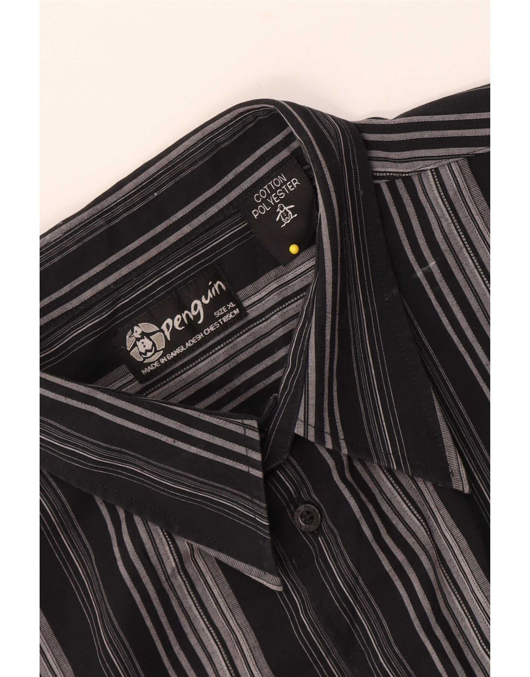 Camisa masculina de manga curta Penguin XL cinza listrado algodão