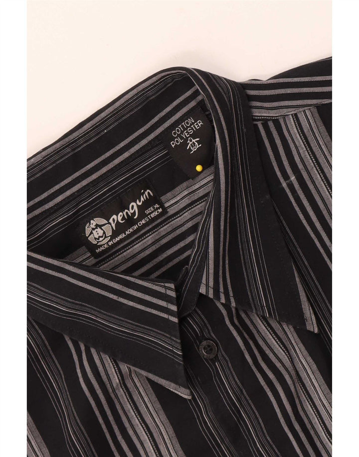 Camisa masculina de manga curta Penguin XL cinza listrado algodão