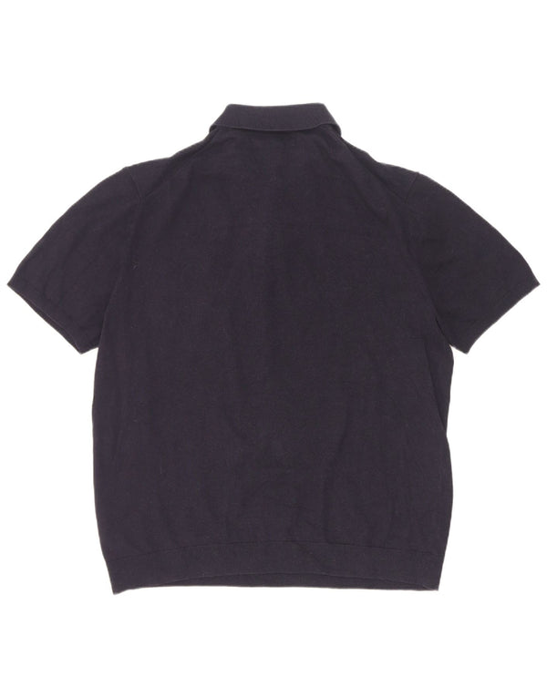 Suéter masculino Marks & Spencer de manga curta com gola polo 2XL azul marinho