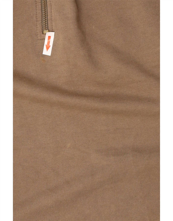 Adidas Mens Zip Neck Moletom Jumper Grande Marrom