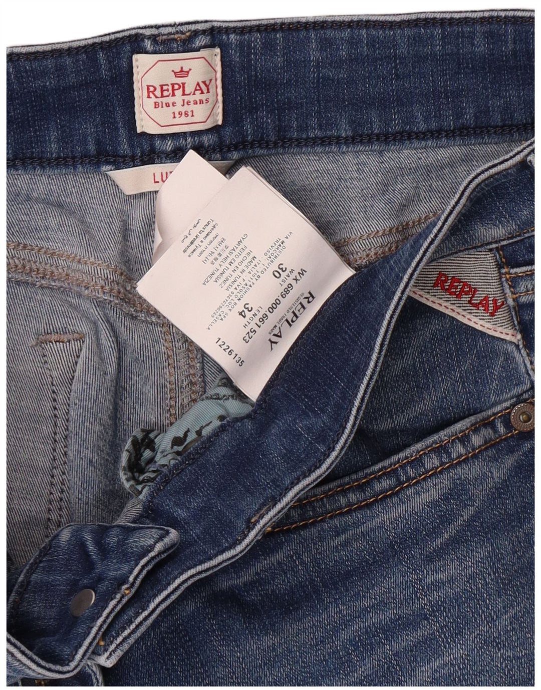 REPLAY Calça Jeans Feminina Luz Skinny W30 L34 Azul Algodão