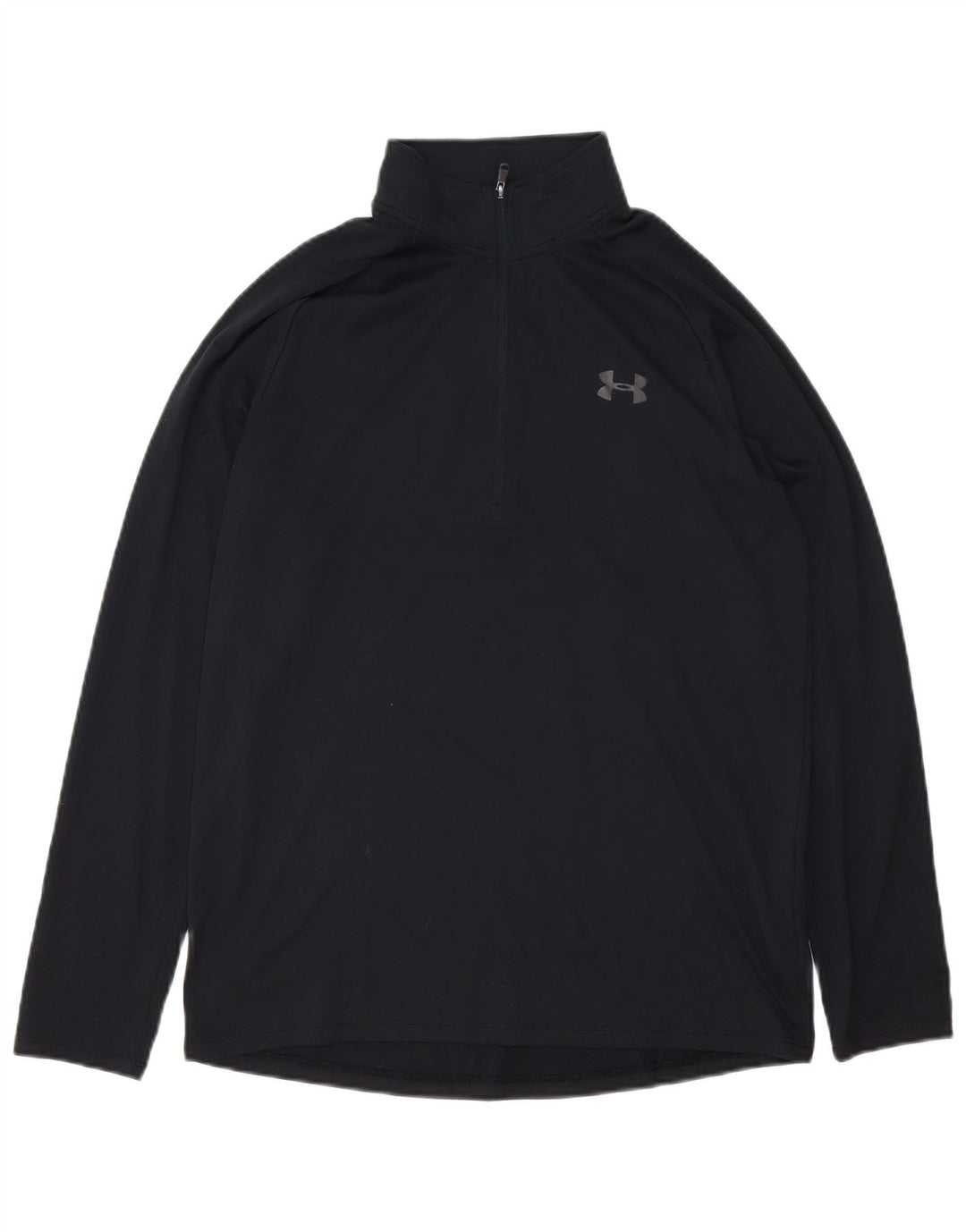 Under Armour Masculino Heat Gear Zip Neck Pulôver Treino Top Médio Preto