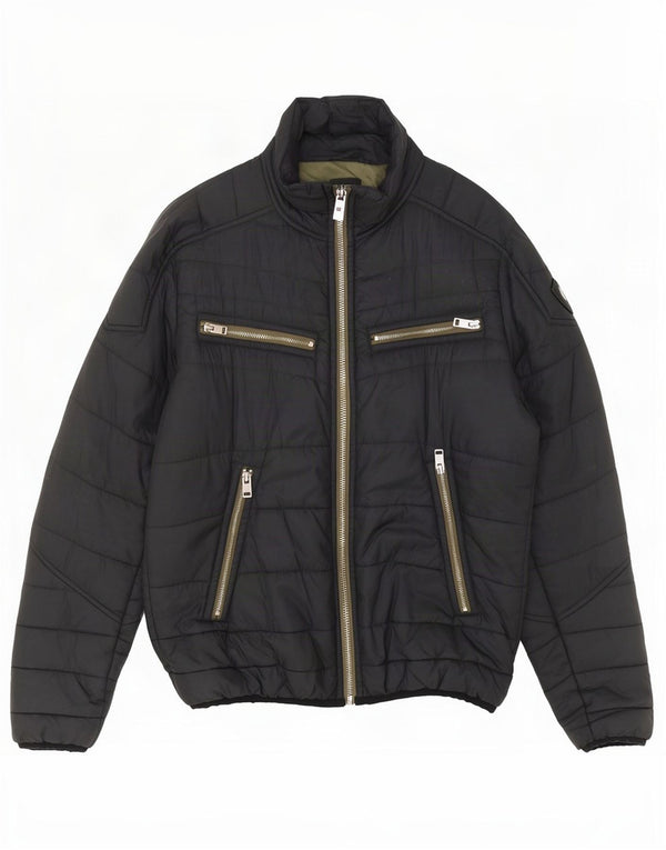 Jaqueta acolchoada masculina Diesel UK 40 grande nylon cinza