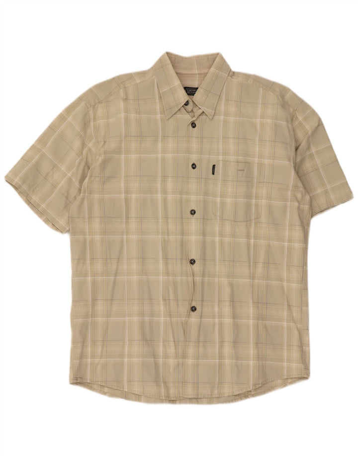 Camisa masculina de manga curta Camel Active XL bege xadrez