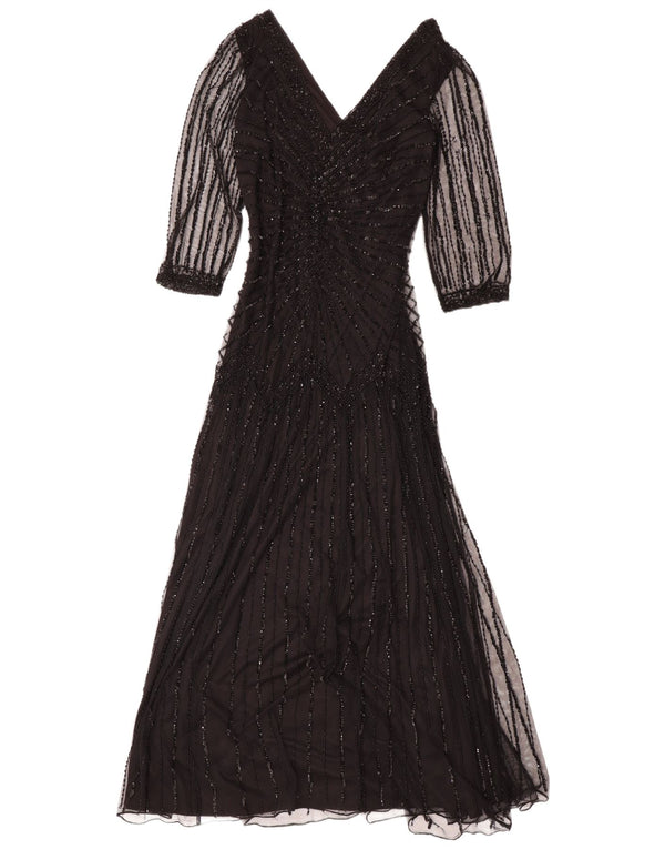 Vestido maxi feminino Pisarro Nights manga 3/4 de renda UE 38 médio preto rayon