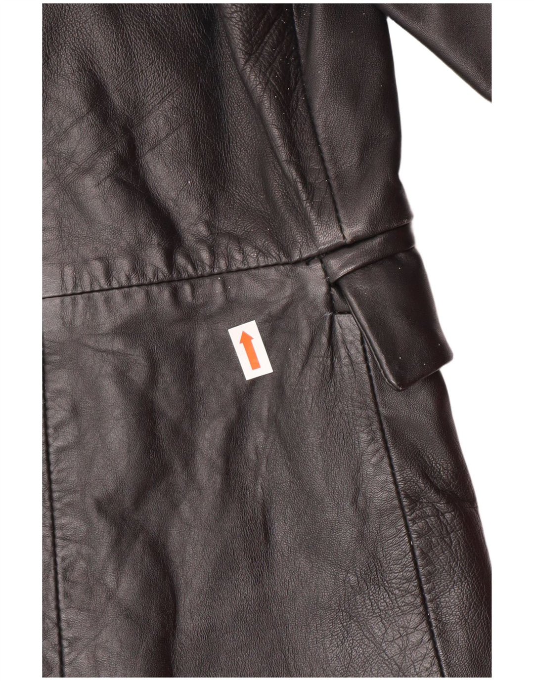 Casaco de couro feminino vintage Reino Unido 14 couro preto médio