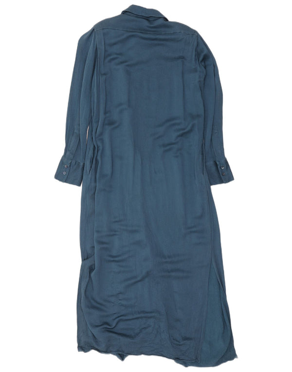 Vestido maxi camisa feminino Massimo Dutti EU 38 médio azul marinho viscose