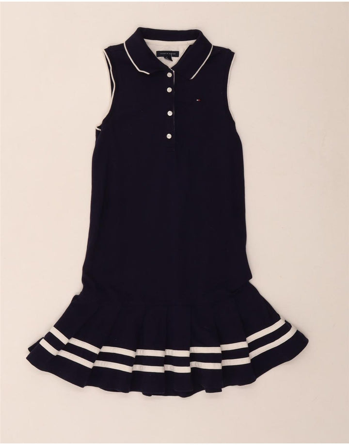 Vestido polo feminino Tommy Hilfiger 9-10 anos azul marinho listrado algodão